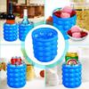 Portable 2 In 1 Large Silicone Ice Bucket Mold with Lid Space Saving Cube Maker Tool for Kitchen Party Barware Accessories