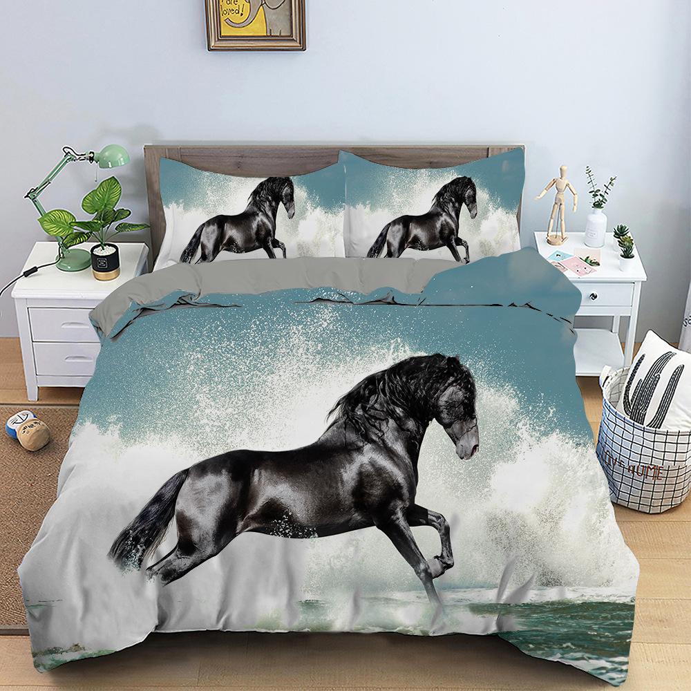 

Комплект постельного белья с 3D-принтом животных, пододеяльник с принтом лошади, наволочка AU240 * 270, очень большая кровать, мягкое украшение для дома на молнии DE 100x135cm