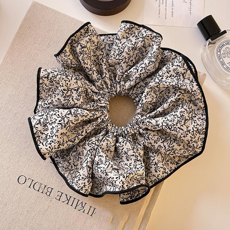 Temperament elegant floral large intestine hair band oversized lace ponytail hair rope niche design rubber band hair accessories