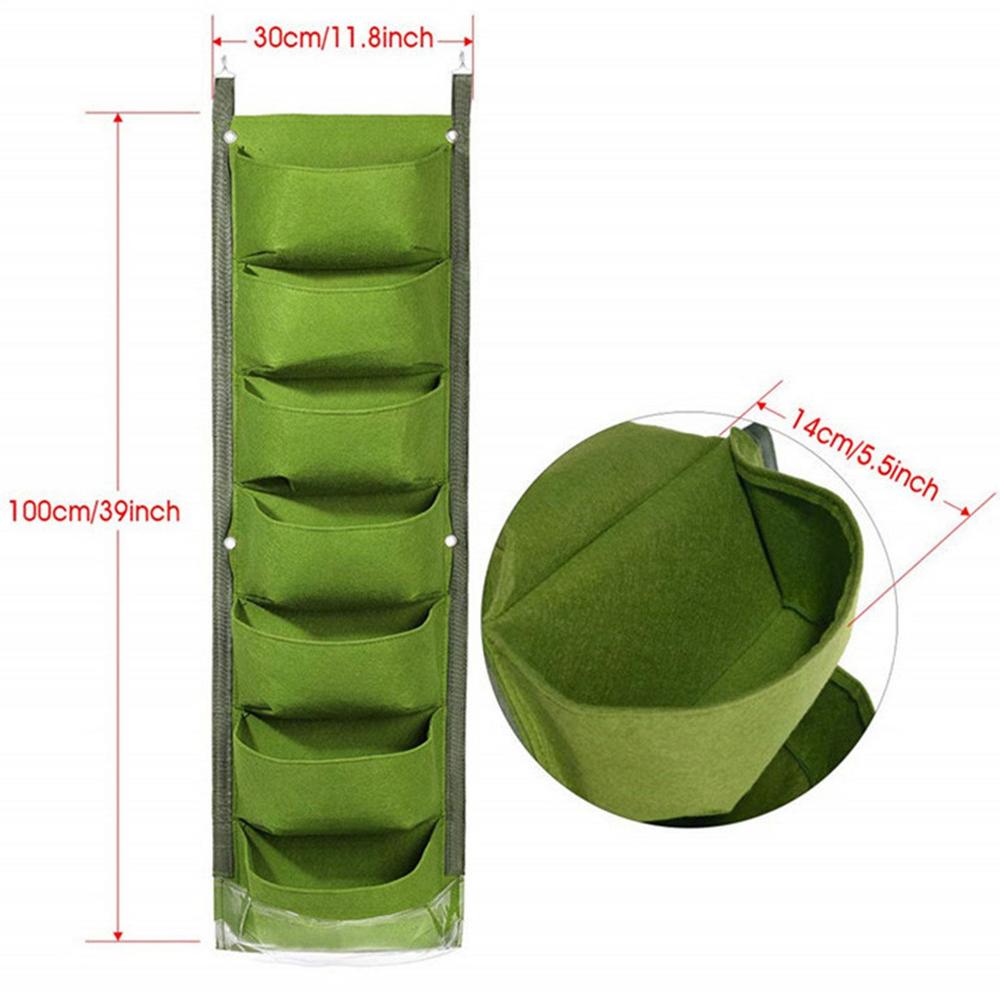 Vertical 6/7 Pockets Growing Planting Bag Waterproof and breathable Wall Hanging Flower Vegetable Growing Container Garden Plant