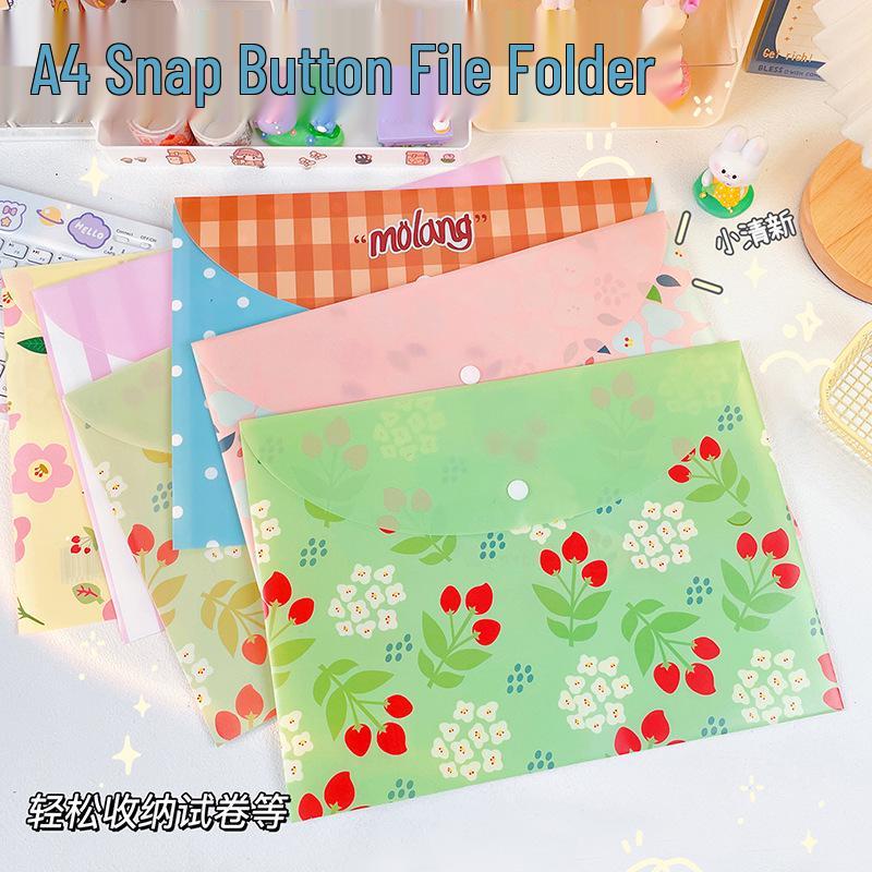 

Милая папка для документов формата А4 из ПВХ с цветочным принтом и кнопкой