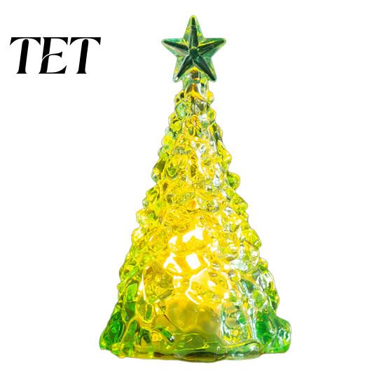 Decorative Tree for Window Display Glowing Christmas Night Light, Mini Lighted with Star, Indoor Modern Minimalist Atmosphere Faux Crystal Tabletop