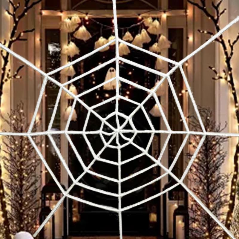In Stock Halloween Giant Triangle Spider Web Fan-Shaped Party Decoration Props 1.5m white web