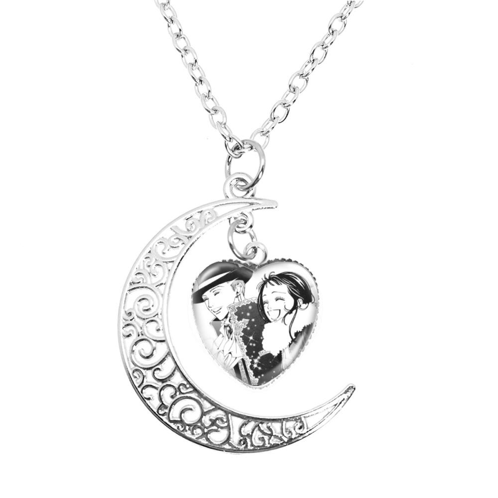 Anime Paradise Kiss Yukari Hayasaka Miwako Sakurada The Moon Necklace Glass Heart Shape Pendant Necklace Jewelry Charm Fans Gift