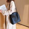 PU Leather Shoulder Bucket Bags Large Capacity Korean Style Tote Bag  Women Girls