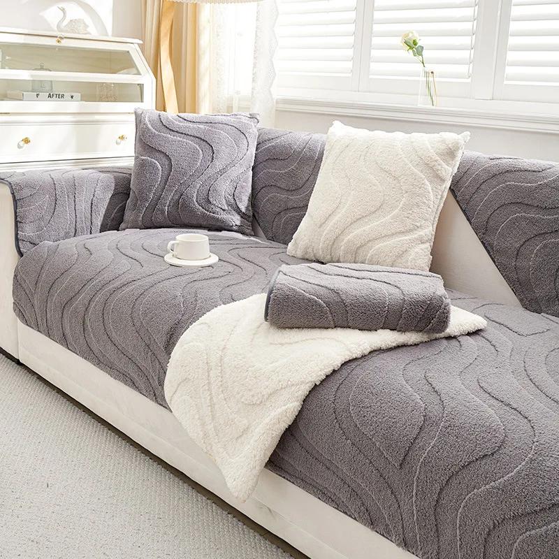

Simple Modern Sofa Cushion Autumn and Winter Light Luxury Non-Slip Sofa Plush Cover 70x70cm