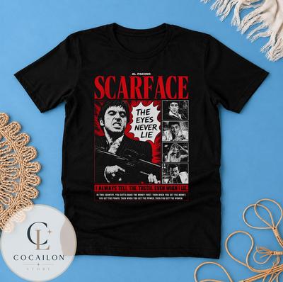 Scarface Movie Graphic Tee, Tony Montana Al Pacino Crime Film Shirt T-shirt