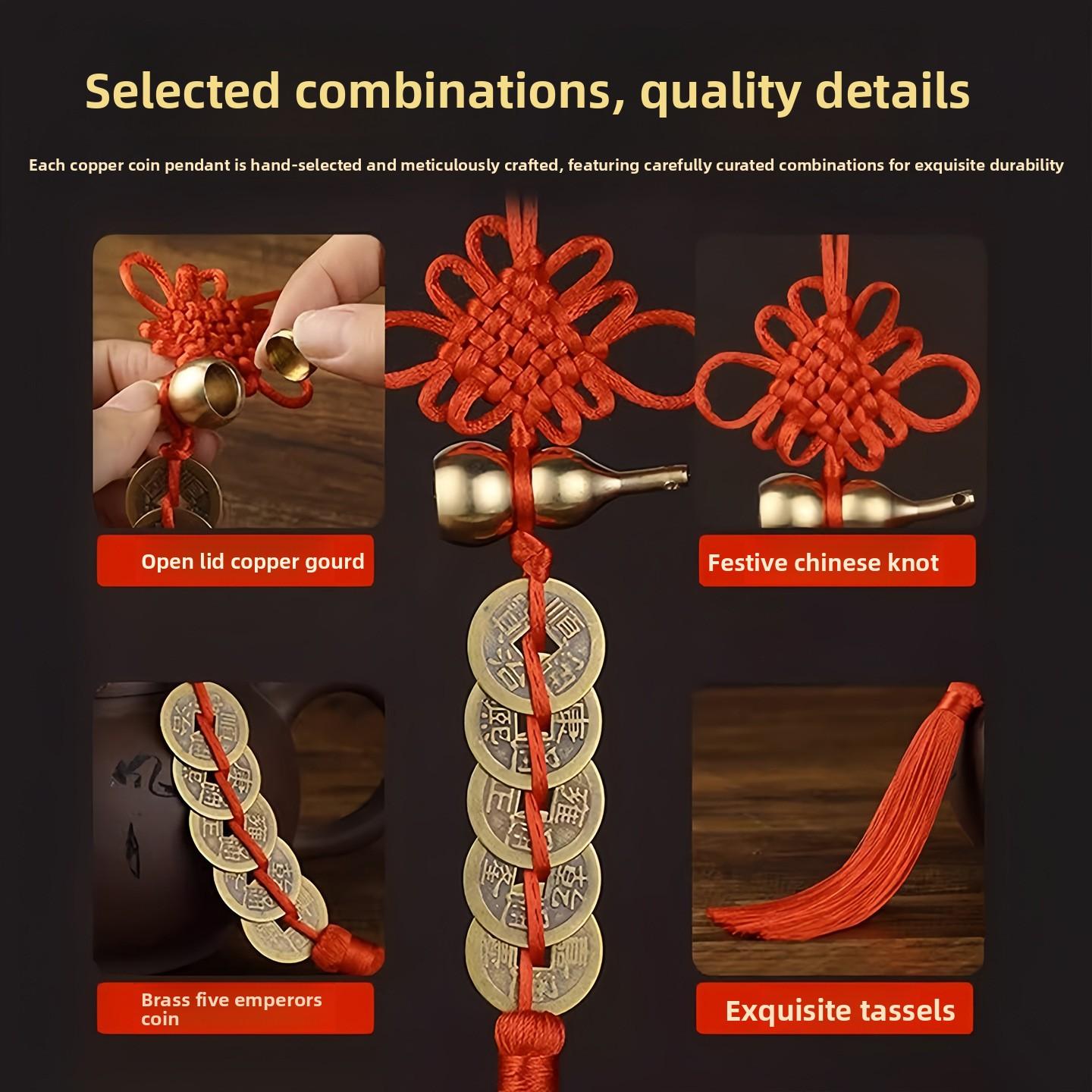 От двери до двери Передняя дверь Окно спальни Подвеска-тыква с монетами Пяти Императоров 1string