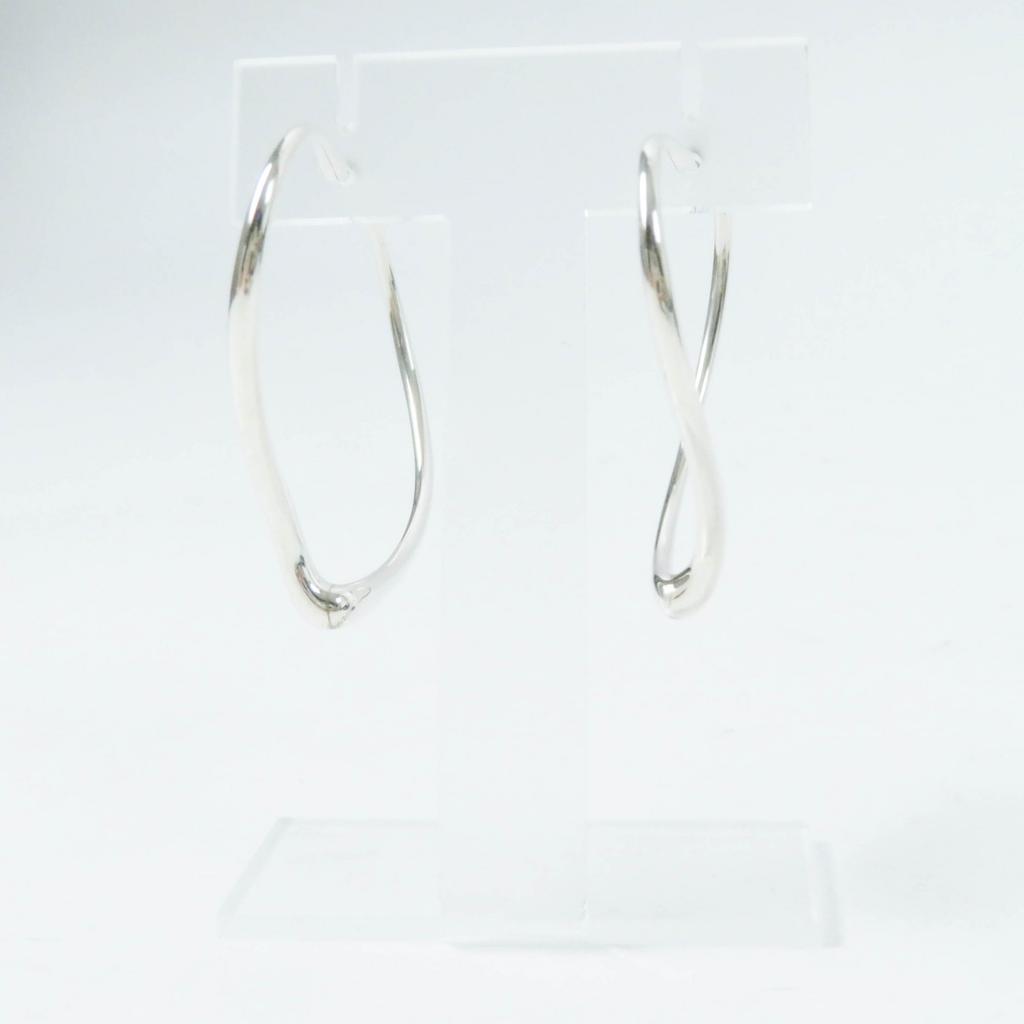 Great TIFFANY&Co. Pierce Open Heart Medium Hoops for both ears Silver AG925 Women Used