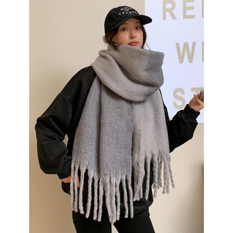 Thickened warm scarf women's winter versatile wool scarf soft waxy lengthened new shawl sense of quality