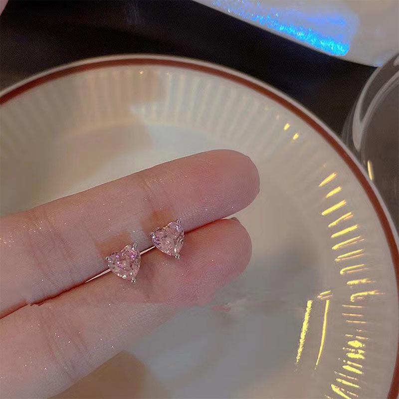 

Изысканные серьги-гвоздики с розовым цирконием в форме банта, романтические серьги в форме сердца для женщин, свадебные украшения на День святого Валентина, подарки