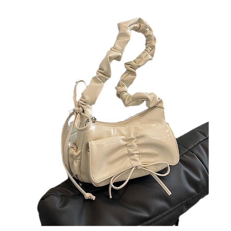 Niche Pleated Underarm Bag for Women, New Fashionable Red Shoulder Bag, High-End Versatile Handbag