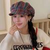 Vintage Plaid Newsboy Cap - 8-Panel British Baker Boy Hat for Women, Slimming Face Retro Flat Cap