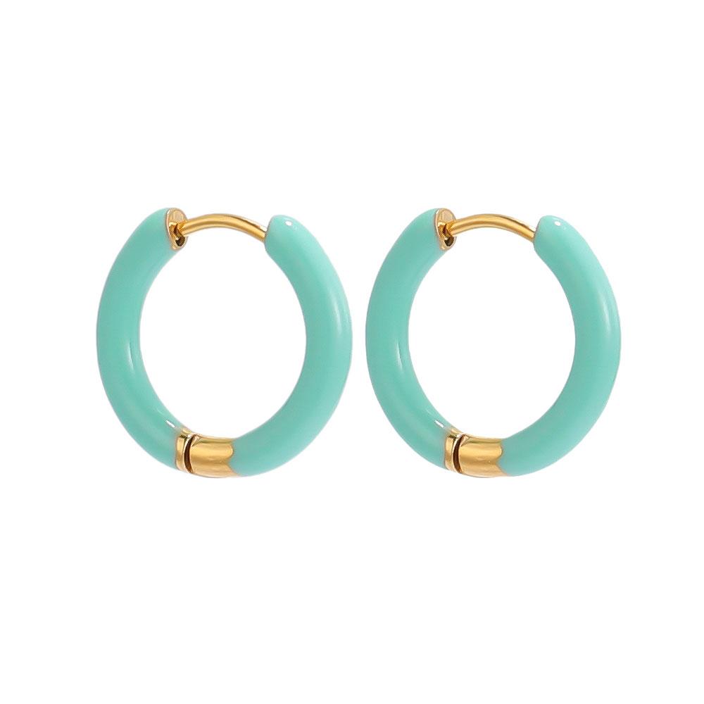 Fashion Fine Jewelry Earrings 2023 Women Simple Small 12mm Huggie Cartilage 18K Gold Plated Stainless Steel Enamel Hoop Earrings