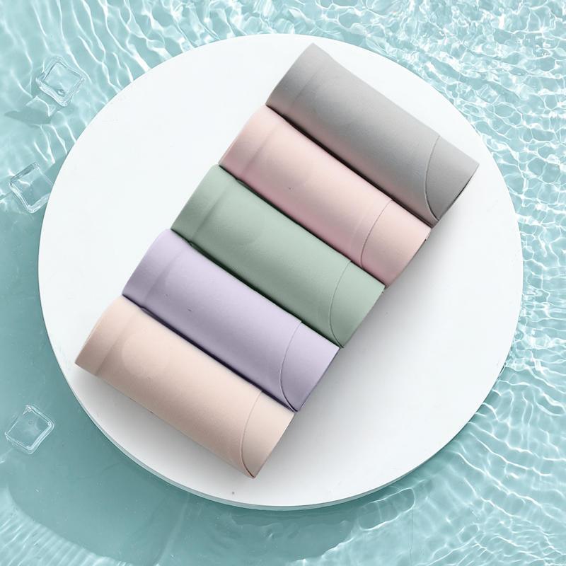 5PCS Briefs Ice Silk Seamless Underwear Women Breathable Antibacterial Crotch Thin Mid-waist Briefs