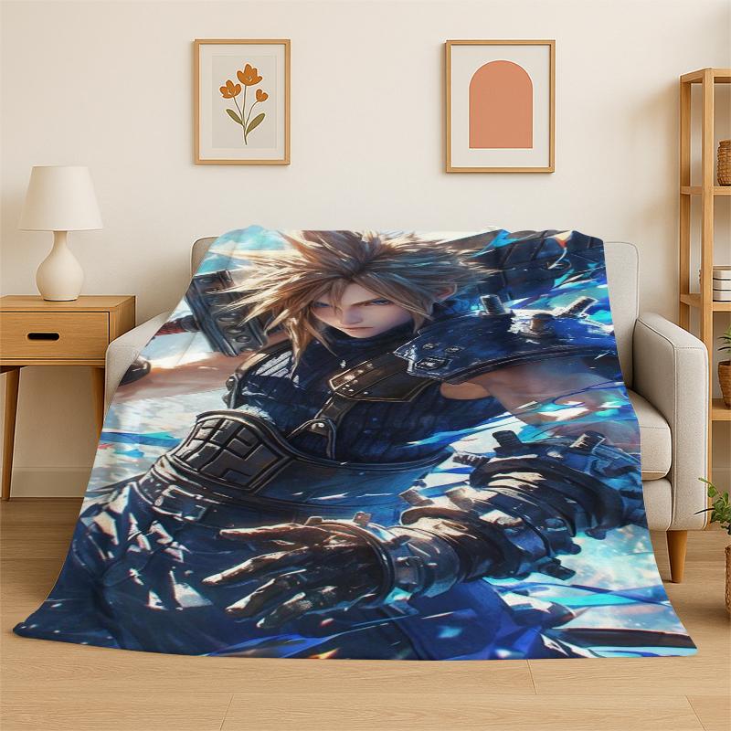Cloud Tifa Final Fantasy Games Sephiroth Flannel Blanket Soft Warm Throw Blanket for Bedroom Living Room Bed Travel Picnic Gift