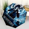 1PC Wednesday Addams Gothic Music - Custom Name Automatic Folding Umbrella - Compact 8-Rib Design, Durable Plastic & Iron, Daily Use S0106035