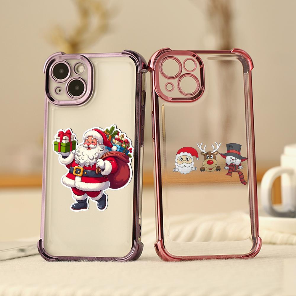 Ae120 Merry Christmas Santa Design Electroplated TPU Phone Cases for Samsung A54 A12 A14 S23 S24 Ultra A55 A15 S20 S21 FE Four Corner Protection Cover