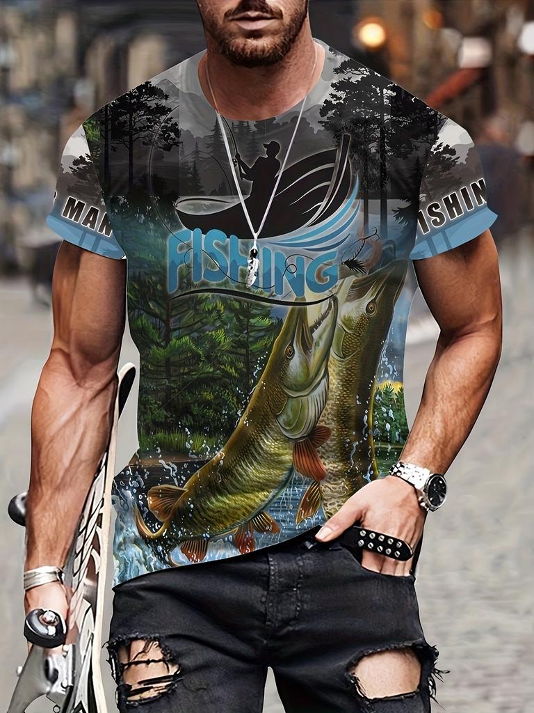 Fashion 3D Carp Fishing Men T-Shirt Fashion O-Neck Short-Sleeve Oversized T-Shirt Funny Tee Summer Streetwear Men Clothing Tops