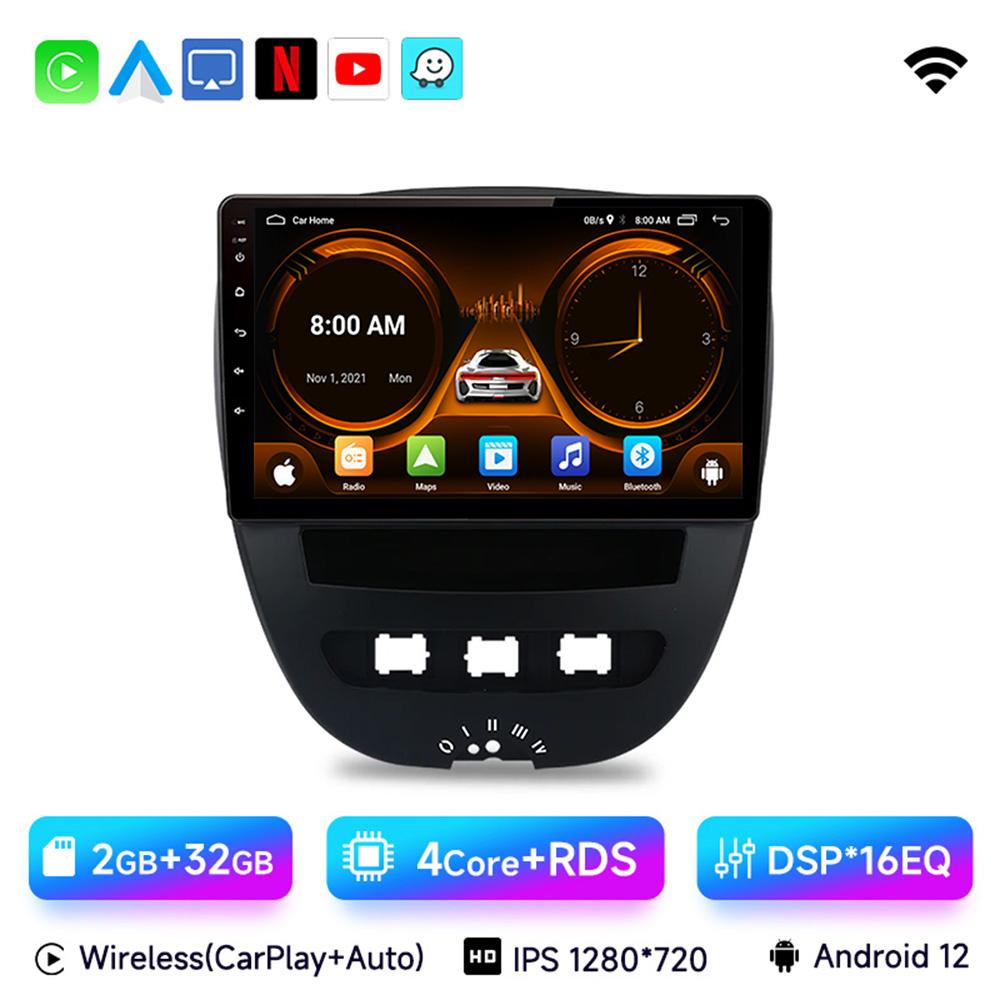 JIUYIN  Car Radio For Peugeot 107 Toyota Aygo Citroen C1 2005 - 2014 Android 13 wireless CarPlay Android Auto No 2 din  DVD