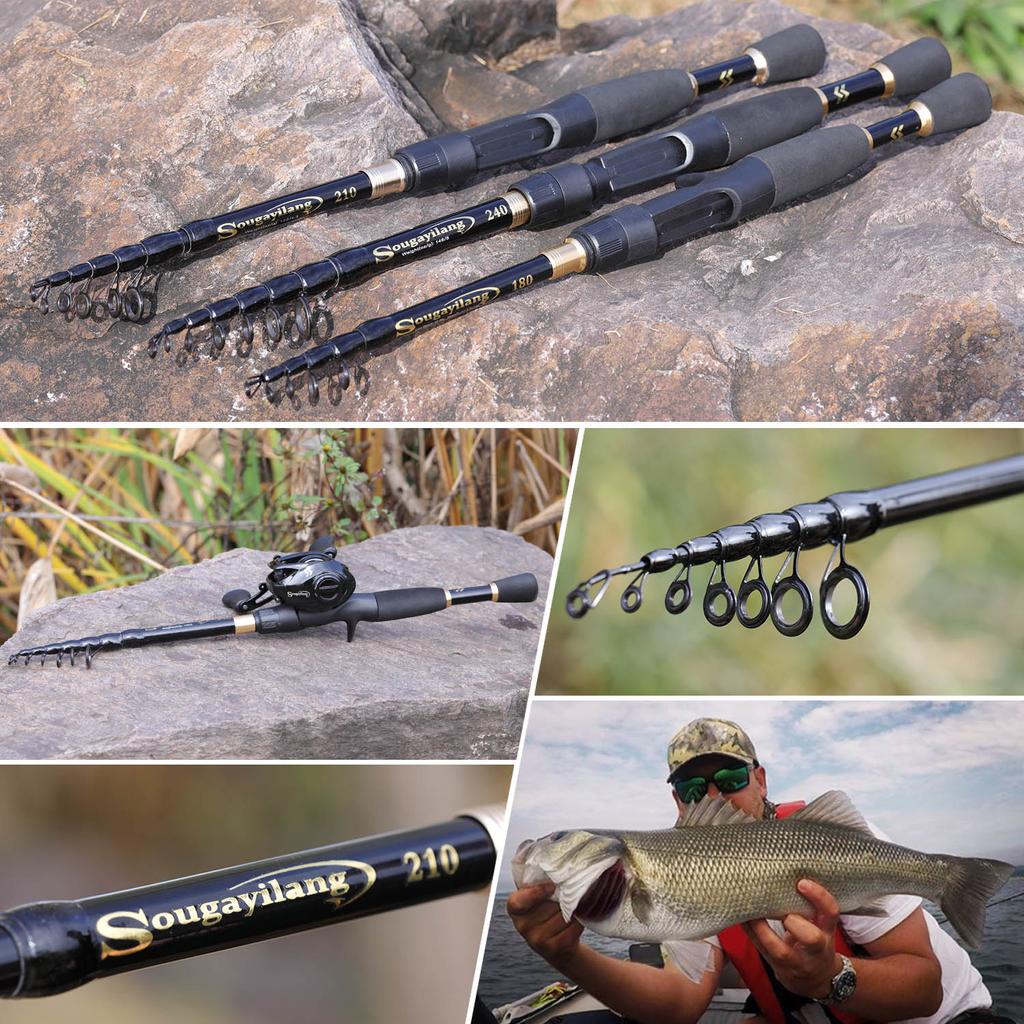 Tijă Telescopică de Pescuit Sougayilang 1.8-2.4m Ultralight Tijă Spinning/Casting pentru Pescuit Tijă de Pescuit din Fibră de Carbon Echipament Pesca