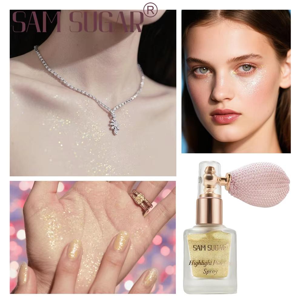 Highlighter-Spray Aufhellender Lidschatten Loser Puder Feiner Glitzer Wasserdichter Highlighter für Gesicht Körper Glitzer-Spray Make-up