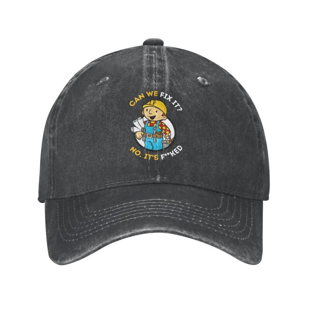 Bob The Builder Baseball Caps Classic Distressed Washed Can We Fix It Funny Repair Man Sun Cap Outdoor Summer Caps Hat