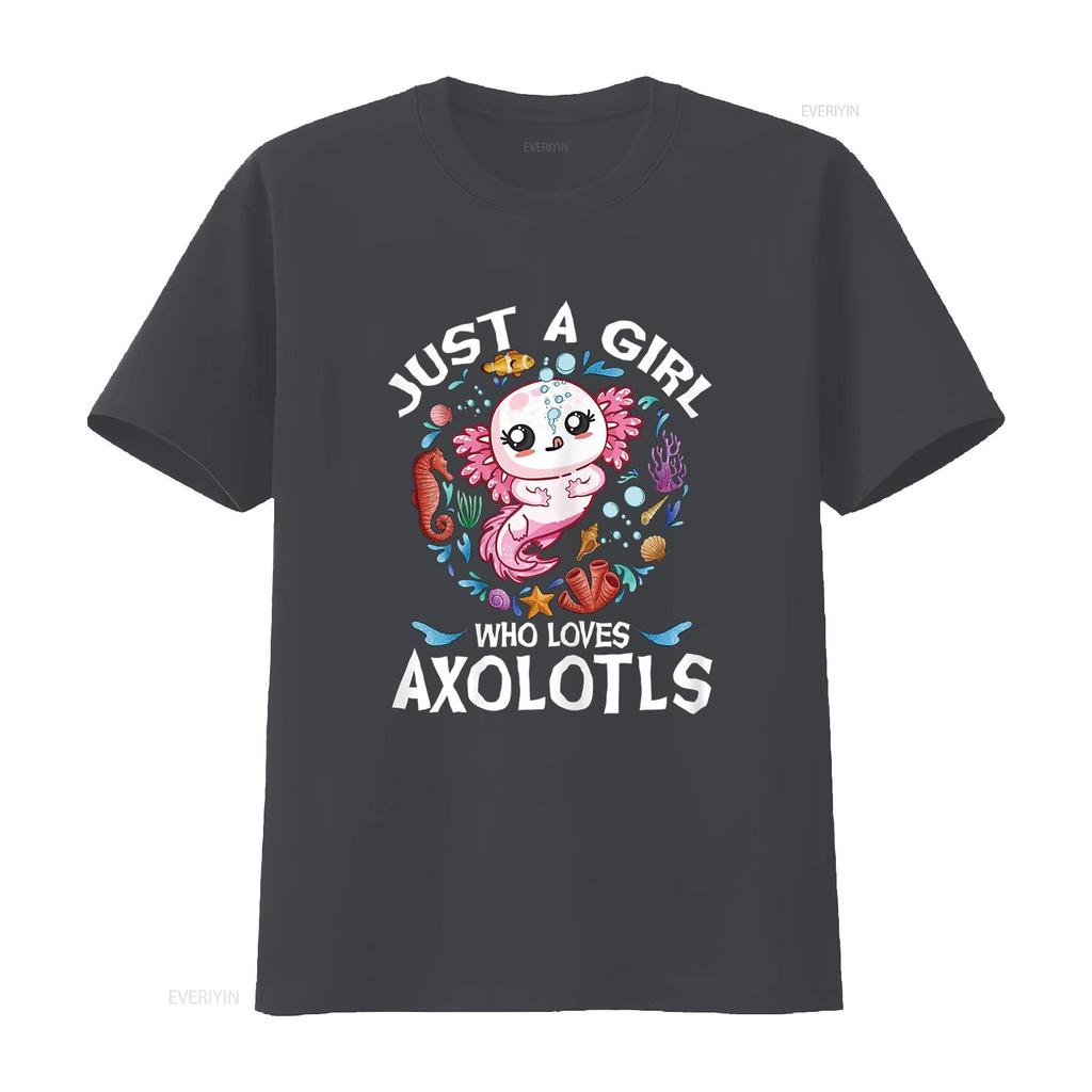 Just A Girl Who Loves Axolotls Cute Axolotl Kids T Shirtn Girls Shirt Vintage Washed Fashion Top For Everyday Wear Homme