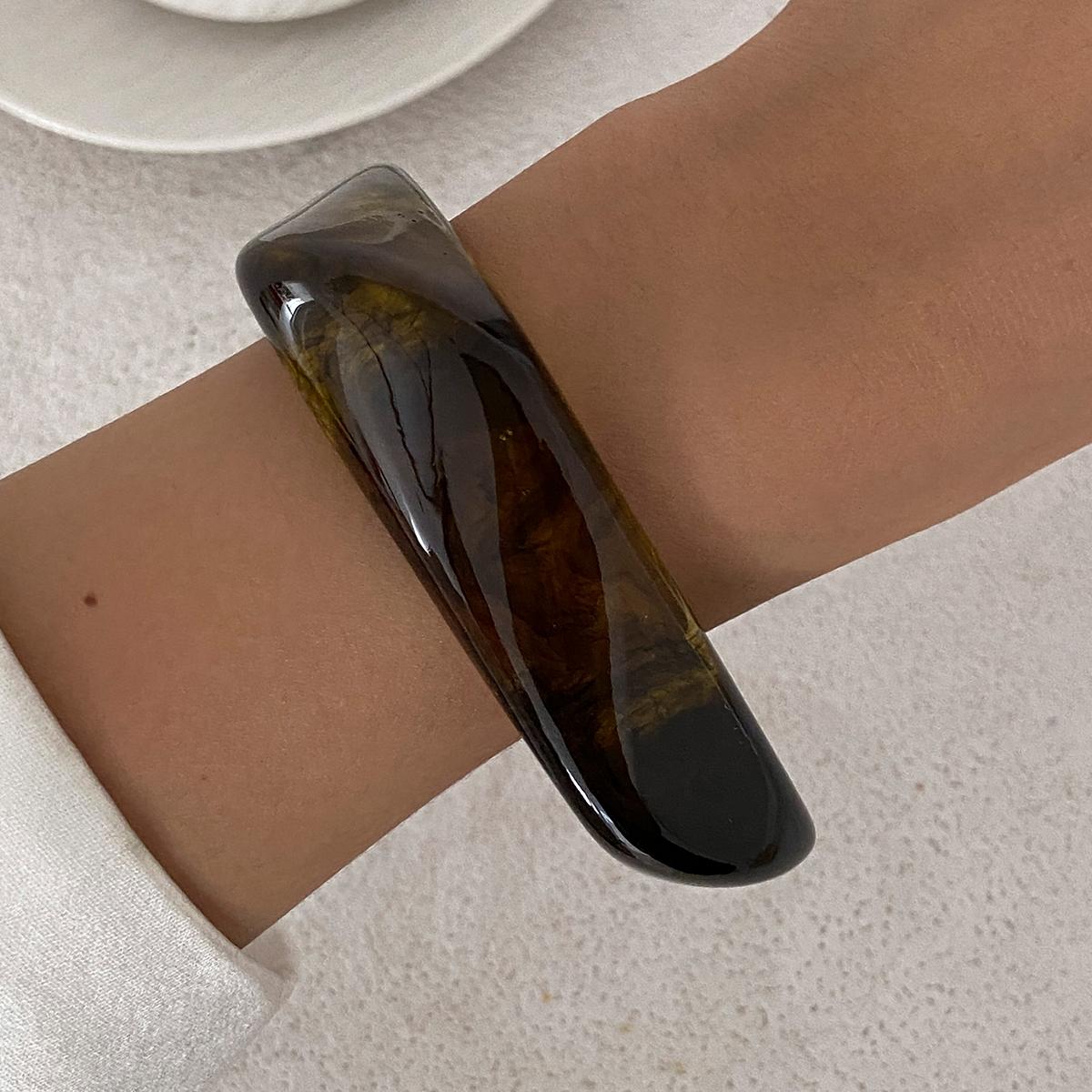 Salircon 3 Стиля Винтажные Панк Коричневые Толстые Смола Акрил Размазанные Браслеты Женские Геометрические Неправильные Браслеты Pulseras Украшения