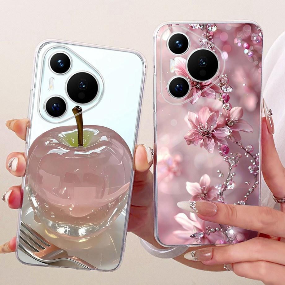 For Huawei Pura 70 70Pro 70 Ultra Pura 80 pro Pro+ Phone Case Clear Soft TPU Bumper Cover Cool Cartoon Butterfly Flower Funda