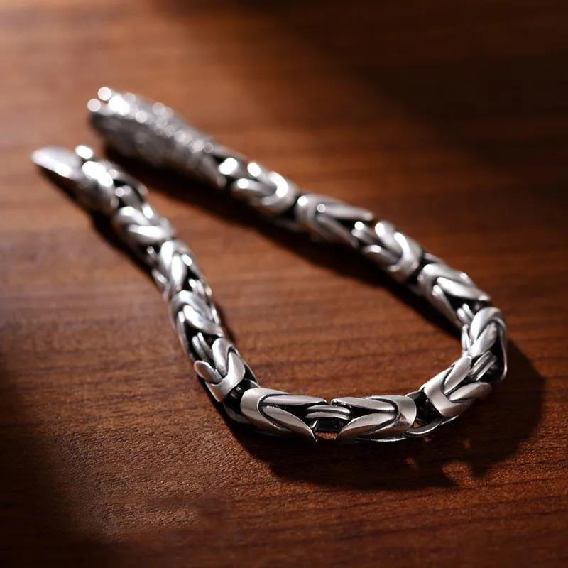 HX  Factory Price Vintage Silver Color Handmade Bracelet for Men and Women Stylish Hip Hop Niche Thai Bracelet Jewelry