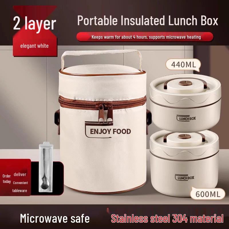 Extra Long Insulated Stainless Steel Bento Lunch Box - Microwaveable & Portable