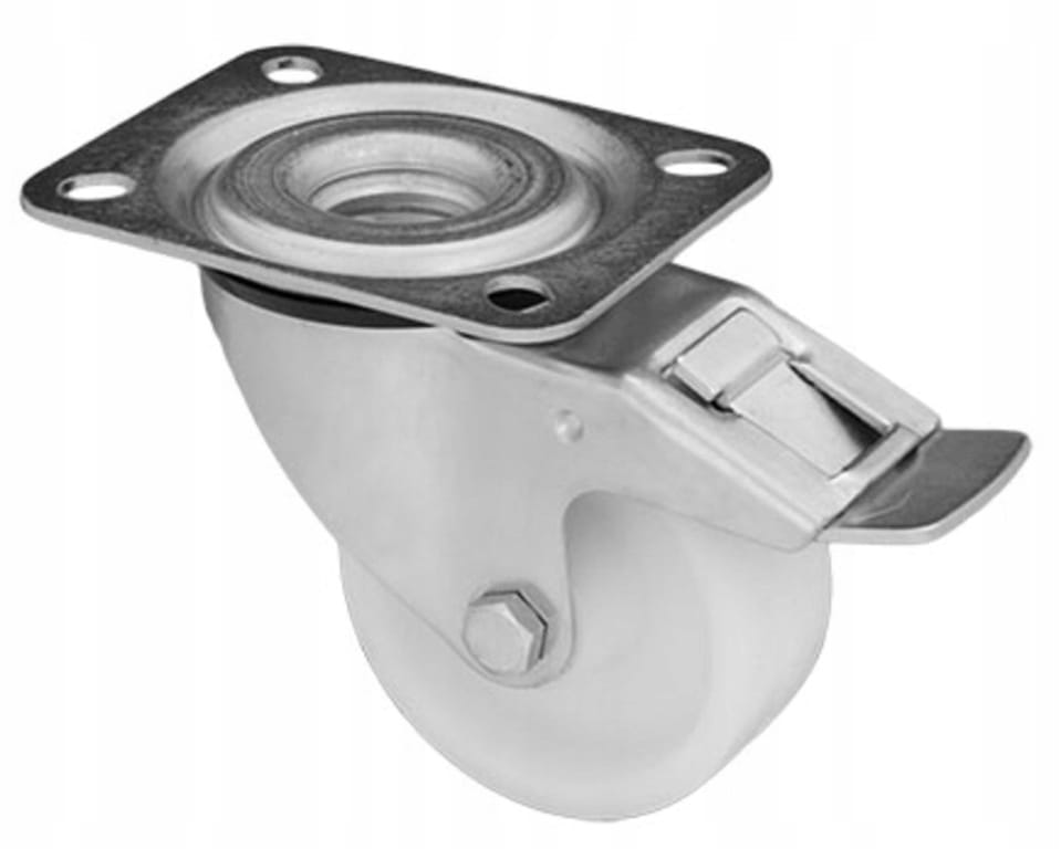 Caster Set, Swivel Wheel with Brake, Plastic, 100 Mm