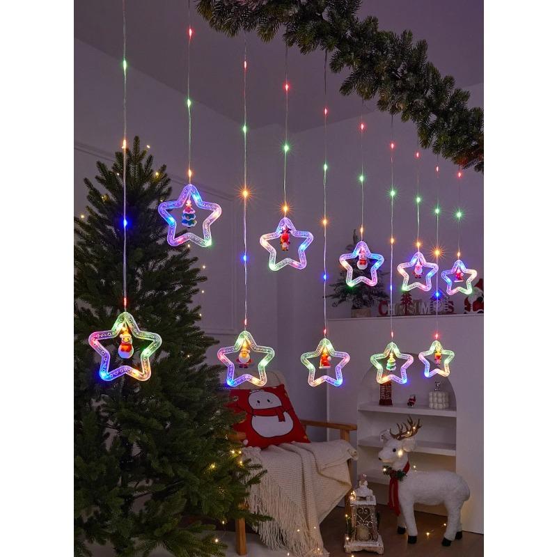 Christmas Decoration Atmosphere Lights Star Christmas Tree Round Colorful Curtain Lights Surprise Party Hotel Creative Decoration Lights