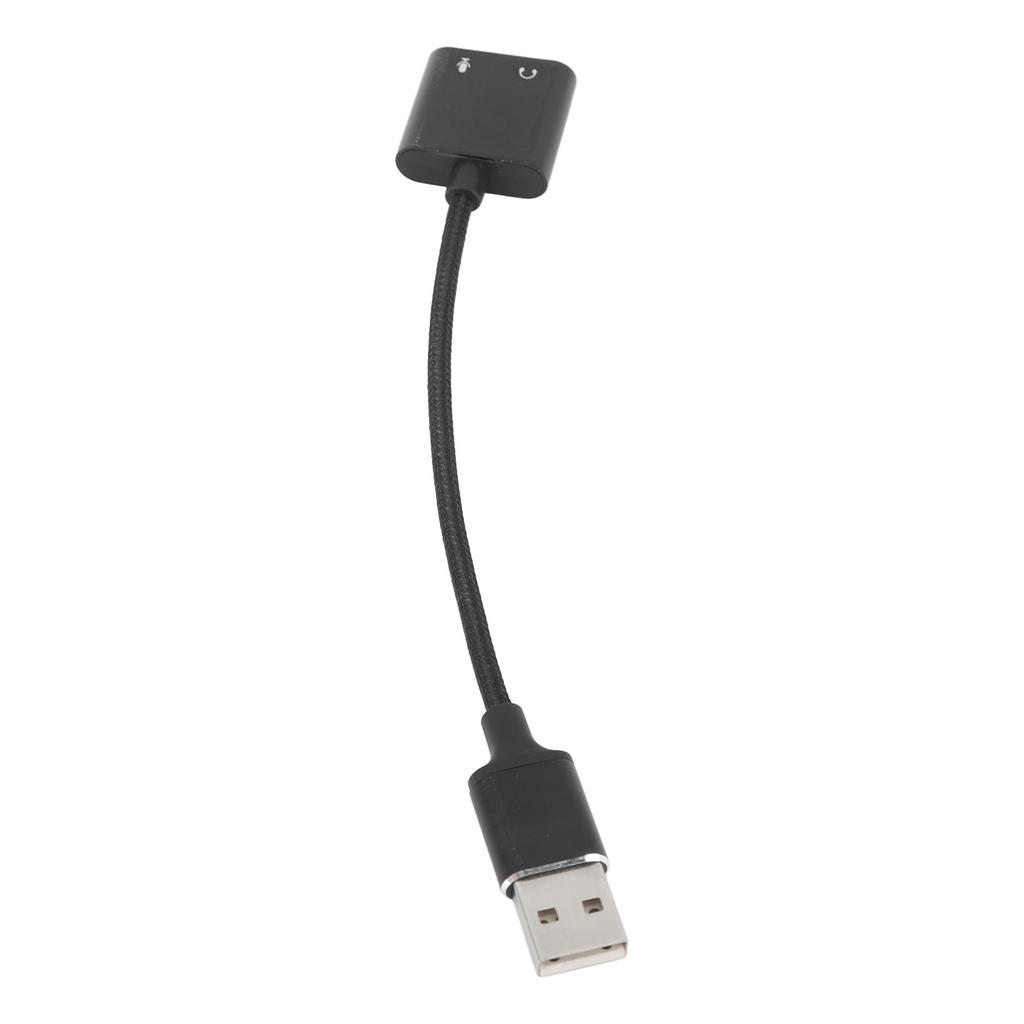 USB Sound Adapter Aluminum Alloy Black Plug and Play USB To 3.5mm Jack Sound Card for Desktop Computers Laptops