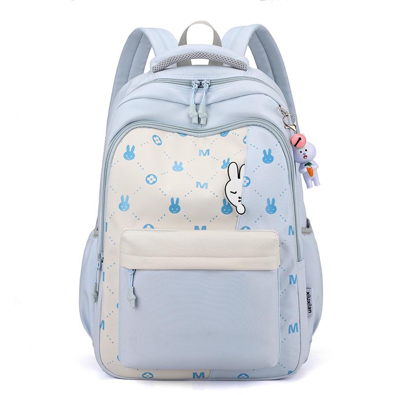 New fashion backpack, light primary school bag, large-capacity printed cute bunny backpack