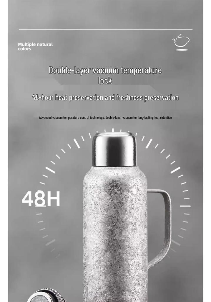 Premium Pure Titanium Double-Layer Insulated Kettle with Large Capacity, Titanium Alloy Inner Liner for Home Use and Stewing Tea.