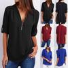 Stylish Womens Loose Fit Vneck Blouse With Splicing For Casual And Work Outfits