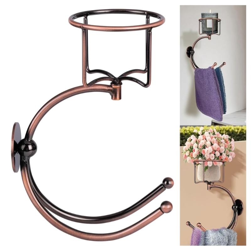 Rustics Inspire Towel Rack With Integrated Candle Holder for Farmhouses or Bohemians Home Decoration