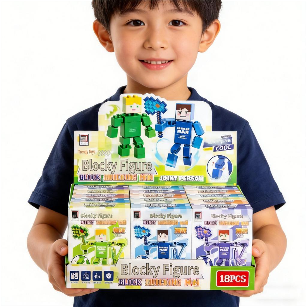 Children'S Tide Play Diy Match Doll Play Pixel Building Blocks Toy Video Game City Training Class Points Exchange Gifts