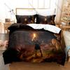 Cool Microfiber Black Gold Brown Medieval Dark Fantasy Gaming Bedding Set Duvet Cover + 2 Pillowcases All Season Use