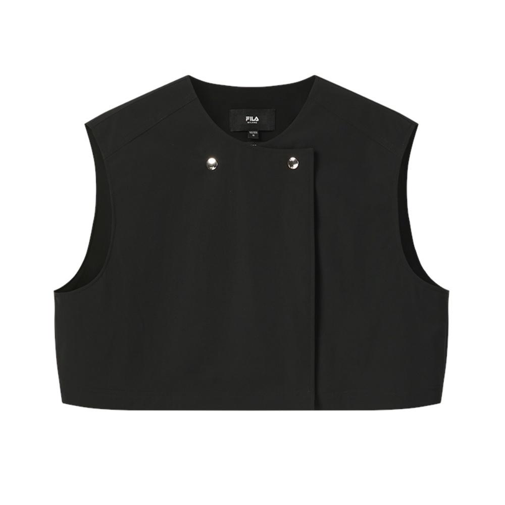 FILA Milano Series Simple Classic Fashion Elegant Relaxed Casual Quality Loose Versatile Woven Vest Women vest Black F11W615713FBK S