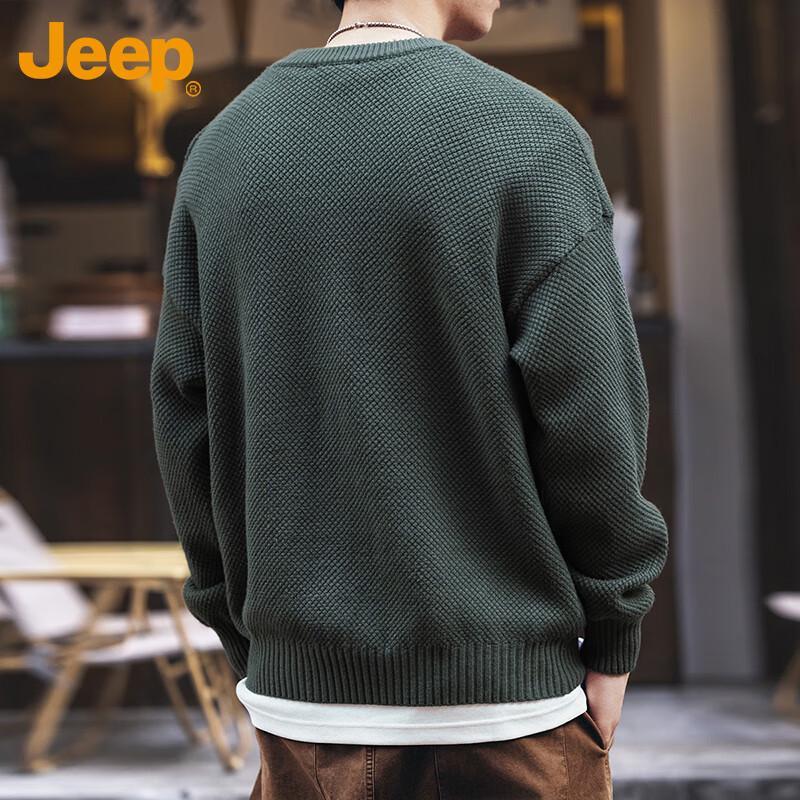 Jeep Men's Winter Loose Round Neck Knit Sweater