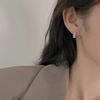 PONYKISS  Sterling Silver Needle Rectangle Zircon Round Hoop Earrings for Women Fashion  Light Luxury Accessories