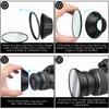 18pcs Camera Lens Filter Step Up & Down Ring Adapter Metal Filter Adapter Ring For All Camera DSLR 37-82 82-37mm Mount Set Kit
