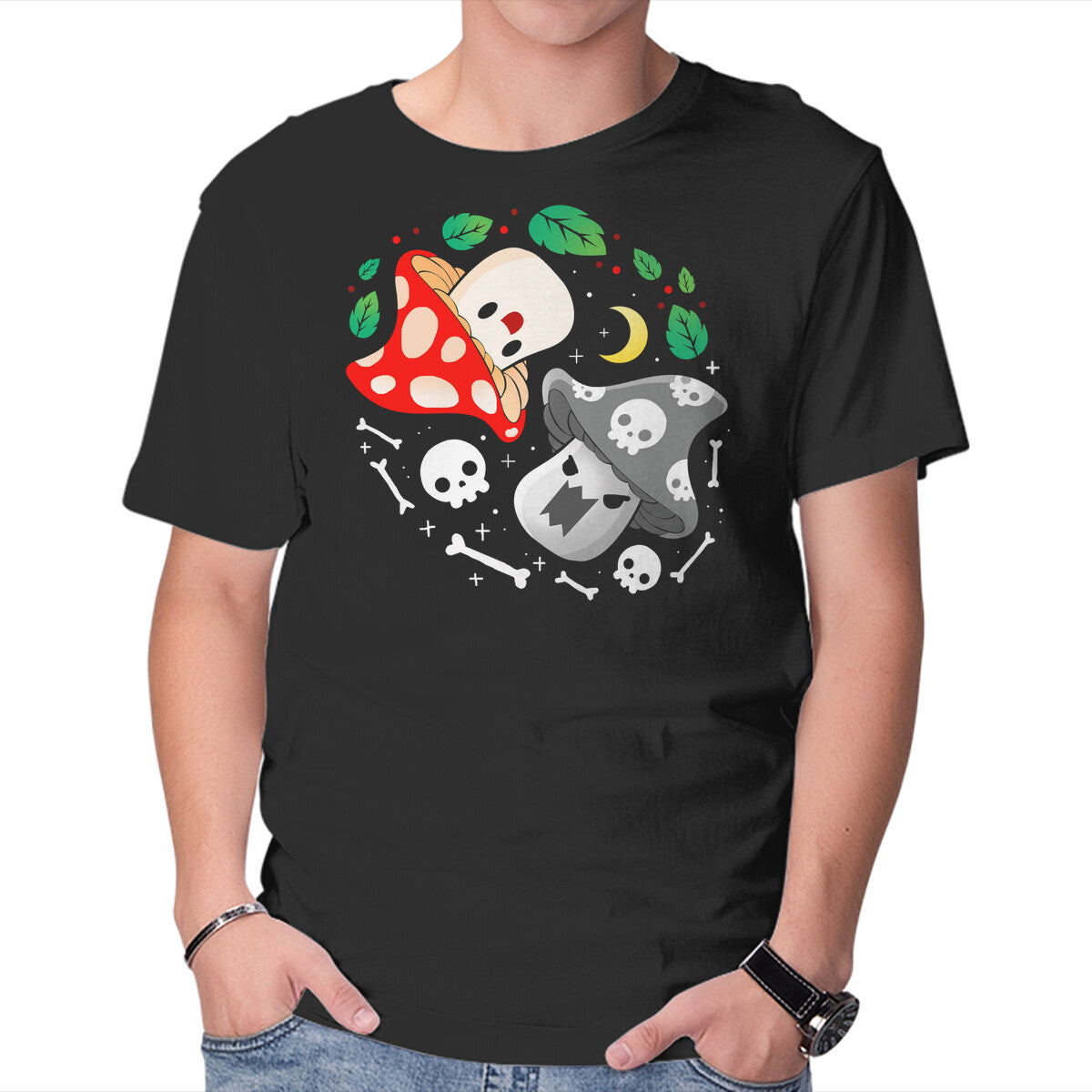 Unisex Crew Neck T-Shirt Dead Alive Mushrooms Graphic Short Sleeve Casual Tee XL