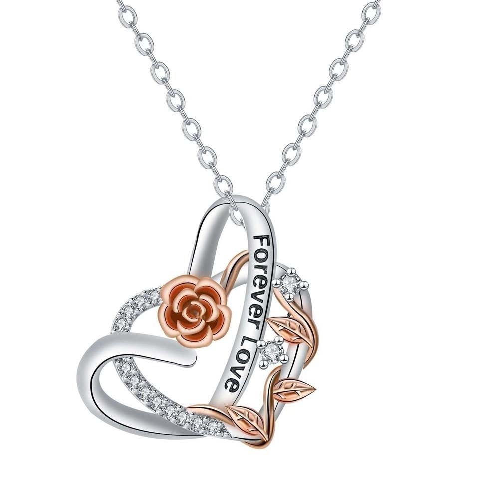 Rhinestone Heart Rose Necklace Neck Accessories Valentine's Day Clavicle Chain For Girlfriend