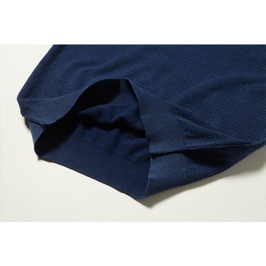 BLACKBROWN Round Waffle Dyed Cotton Knit [Navy]