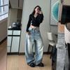 90s Blau High Street Casual Baggy Hosen Frauen Harajuku Oversize Y2k Breite Bein Hosen Weibliche 2000s Mode-Design lose Hosen
