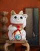 Lucky Cat Mount Fuji Left Paw Raised Ceramic Lucky Cat Maneki Neko Fujiyama Lucky Feng Shui Figurine with Offering Box (L-SIZE White) / - (fj_L White)